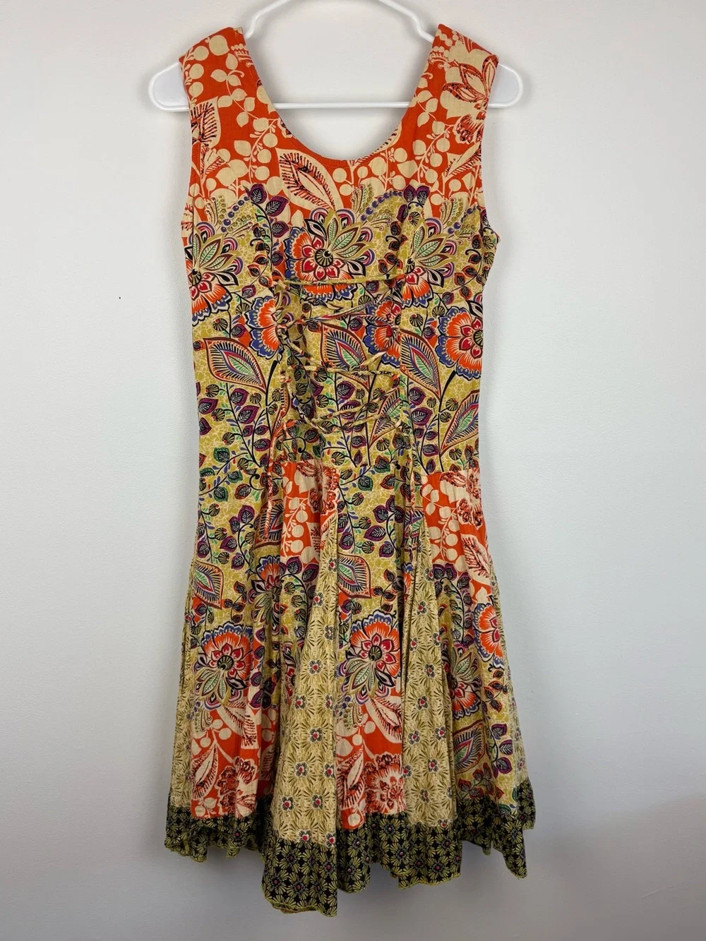 Vintage Phool Sleeveless Floral Patchwork Knee Length Dress Medium Boho Chic - Picture 9 of 14